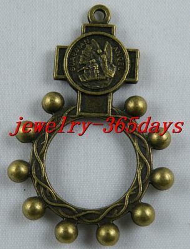 10pcs Bronze Color Rosary Rings Pendants 48x32.5mm 11927-2