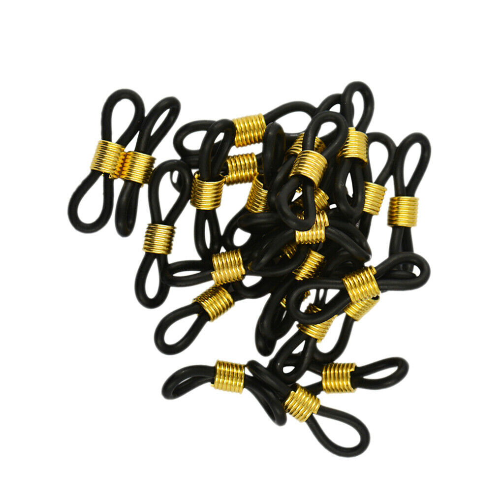 100 Pcs Black White Wholesale Rubber Loop Metal Coil Eyeglass End Loop