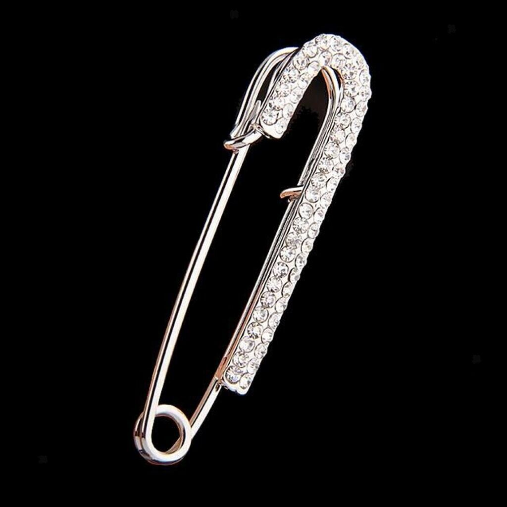 Female Shawl Clip Shiny Full Crystal Brooch Clip Safety Pin Brooch Jewelry
