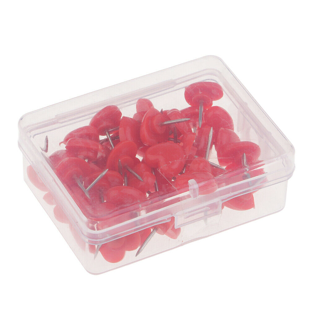 100x Heart Pins Drawing Pins Push Pins Stationery Thumb Tack 12mm Red Pink