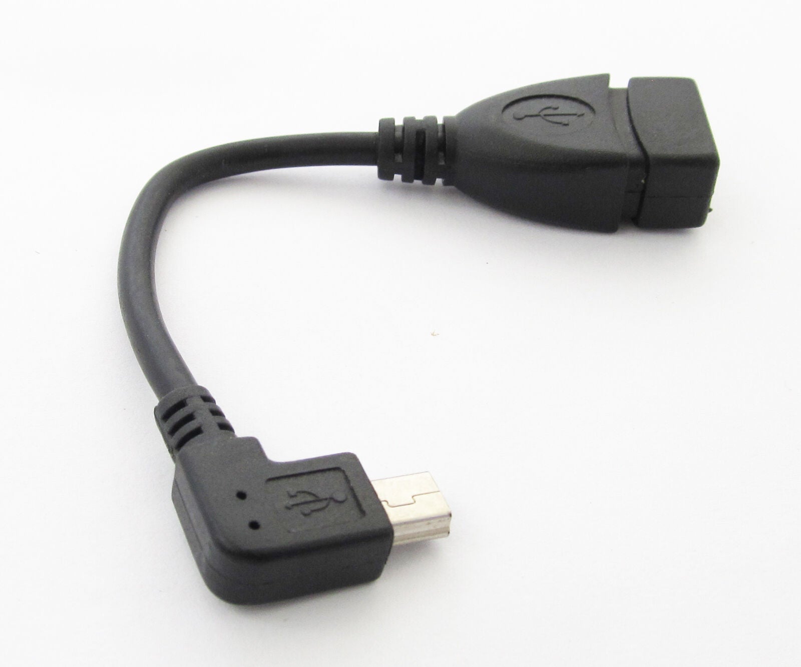 1pc Mini Right Angle 5pin Male Plug To USB 2.O Female Mini OTG Cable Connector
