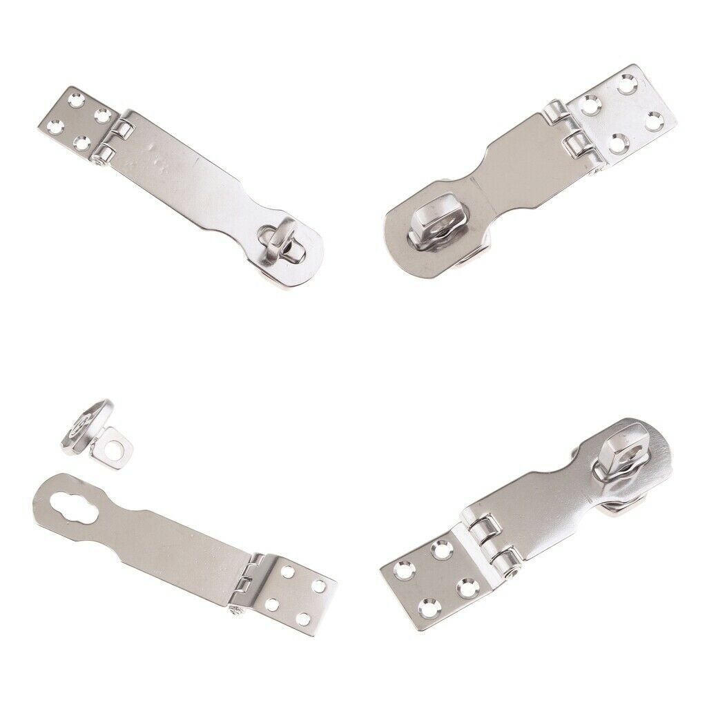 4 pieces Stainless Steel Polished Door Buckle Bolt Barn Hardware Padlock