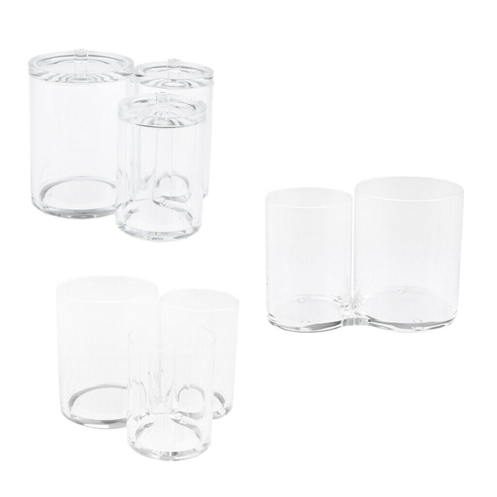 Clear Acrylic Brush Organizer Holder Cup Makeup Display 3 Space with Cover