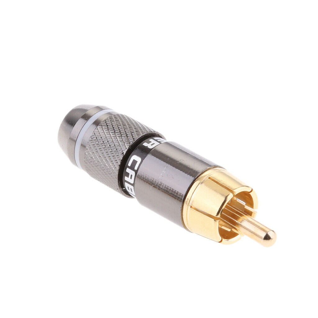 Set of 2 Copper RCA Phono Male Plug Solder Connector Audio Adapter Audio Plug AV