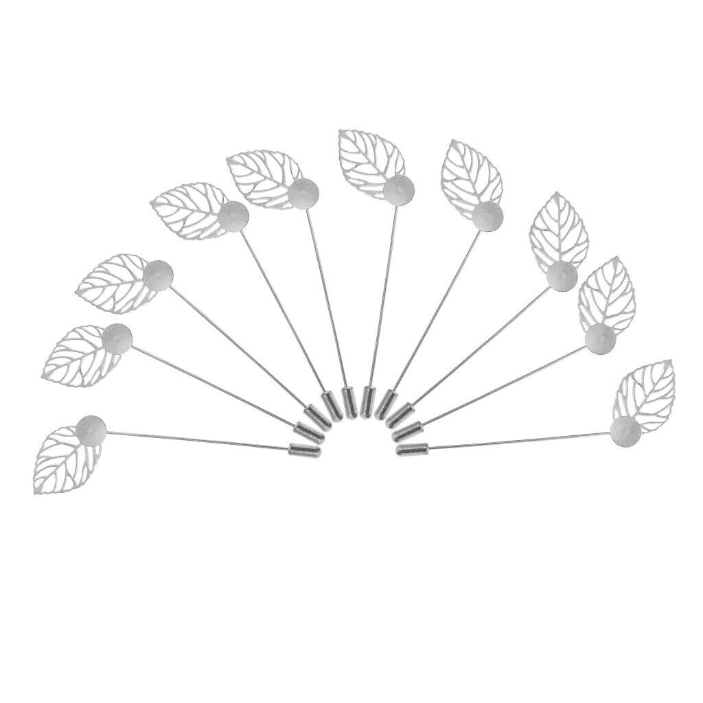 20Pcs Brass Leaf Lapel Pin Stick Blank Base Brooch for Men Suit DIY Crafts