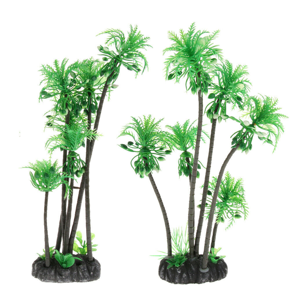 2pcs Plastic Aquarium Terrarium Plants Landscape Decorative Ornament