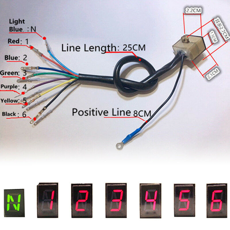 Universal LED Motorcycle Gear Indicator N-6 Speed Shift Clutch Lever Gauge Solid