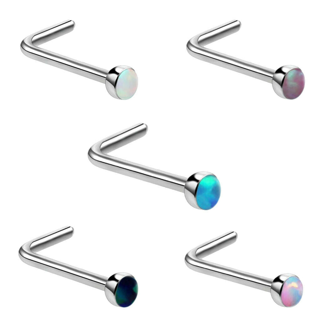 5 Pieces / Pack Hypoallergenic Titanium Steel L-shaped Tab. Curved Latch