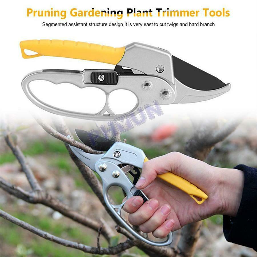 Garden Pruning Shear Ratchet Scissors Branch Cutter Trimmer Carbon Steel Scissor