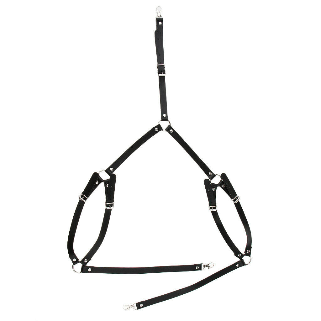 Artificial Leather Suspenders Y-Back Double Shoulders Braces Hooks Belt Unisex