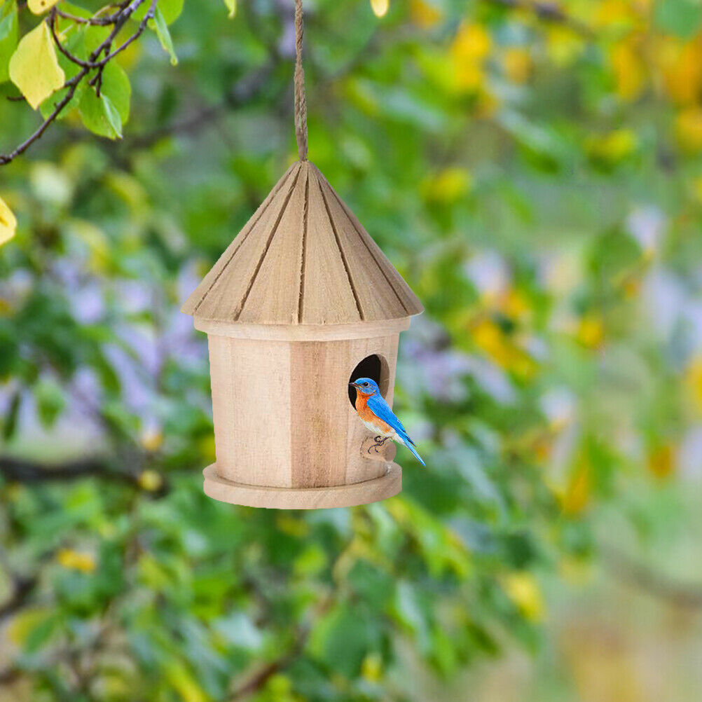 Wooden Bird Nest Hanging Bird House Natural Wooden Bird Cage Resting Place