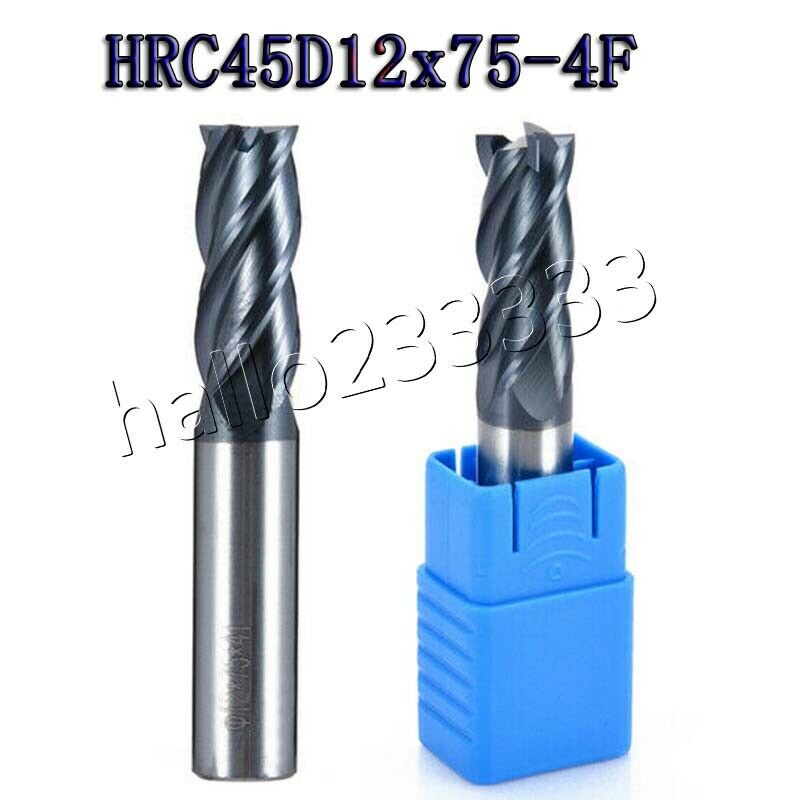 1pcs 12mm x 75mm Tungsten Carbide 4 Flute End Mill CNC Milling Cutter HRC50