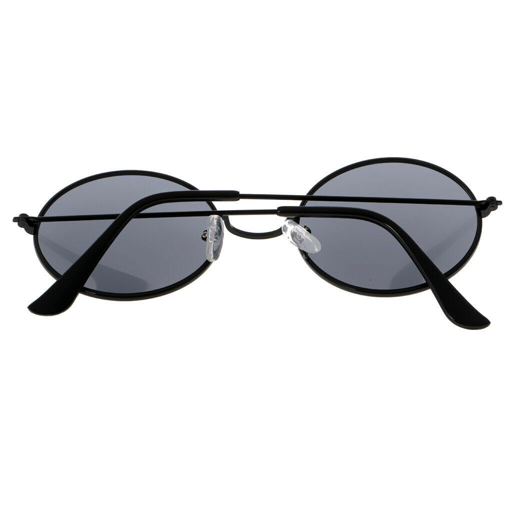 Round Frame Sunglasses Color Film Metal Reflective Sun Glasses Men Mirror Black