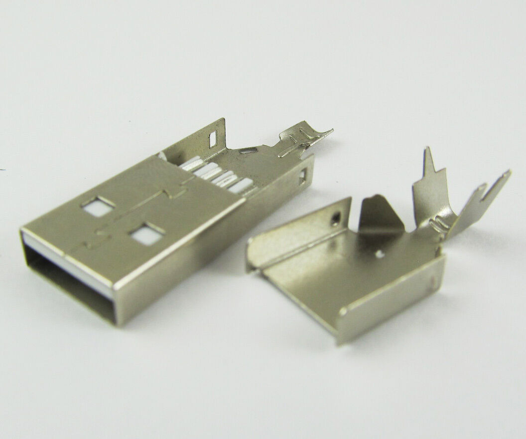 100sets Shell Housing A Type USB 4 Pin Male Plug Socket Connector PC Use Metal