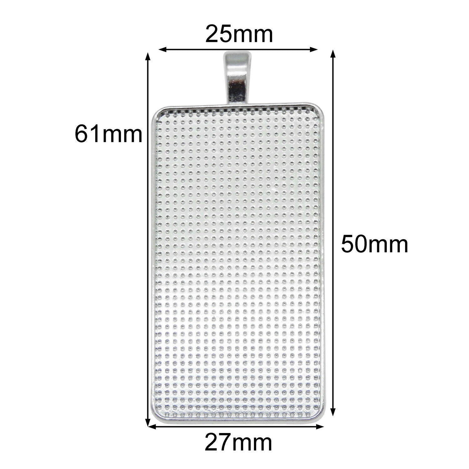 5PC 50x25mm Rectangle Alloy Blank Bezel Base Setting Charms Pendant DIY Findings