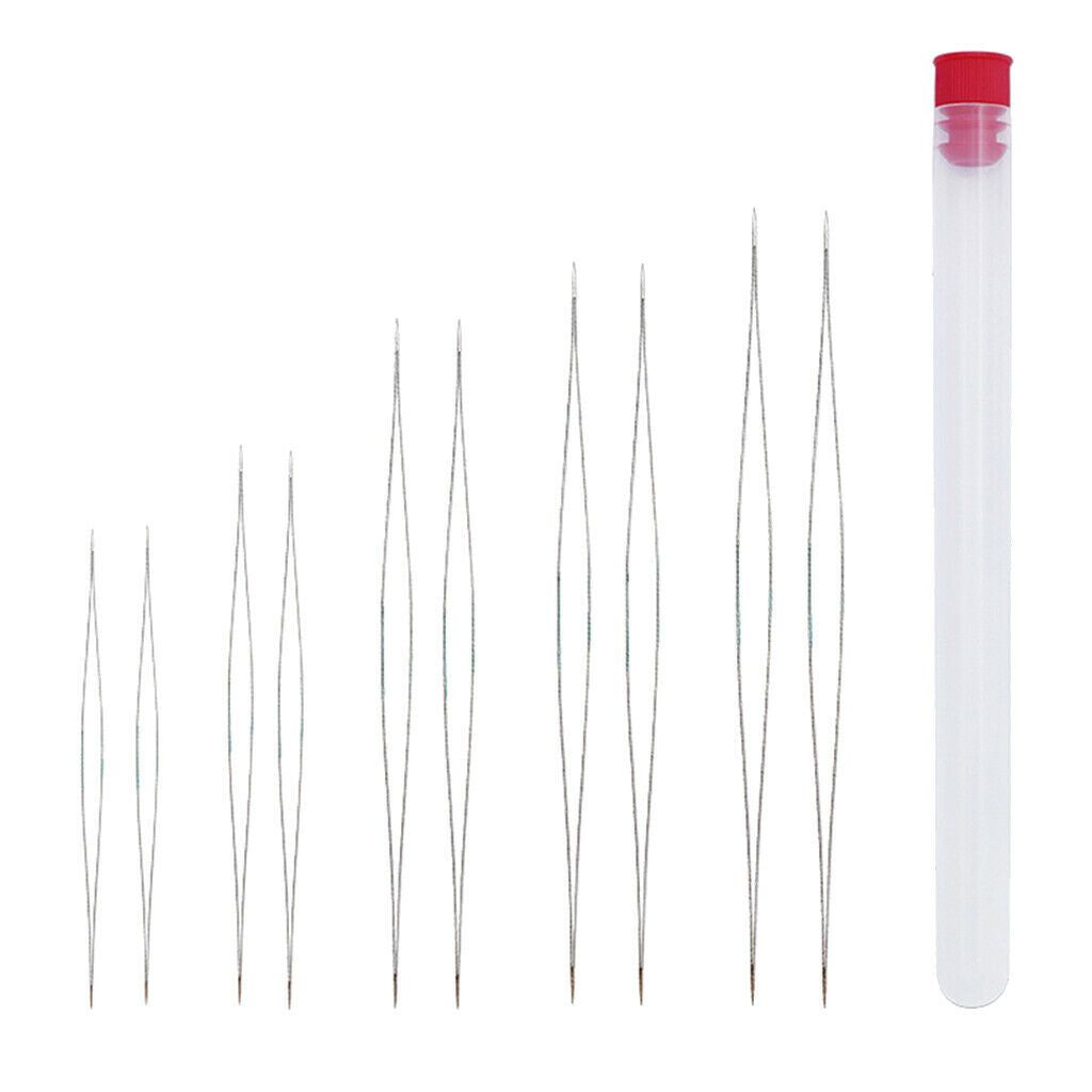 Set of 10 5 Sizes Beading Needle Crafts Jewelry Making Tools w/ Storage Tube
