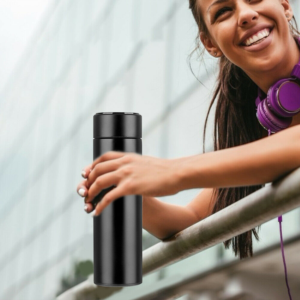 500mL Smart Insulation Cup Stainless Steel LED Touch Screen Water Bottle @