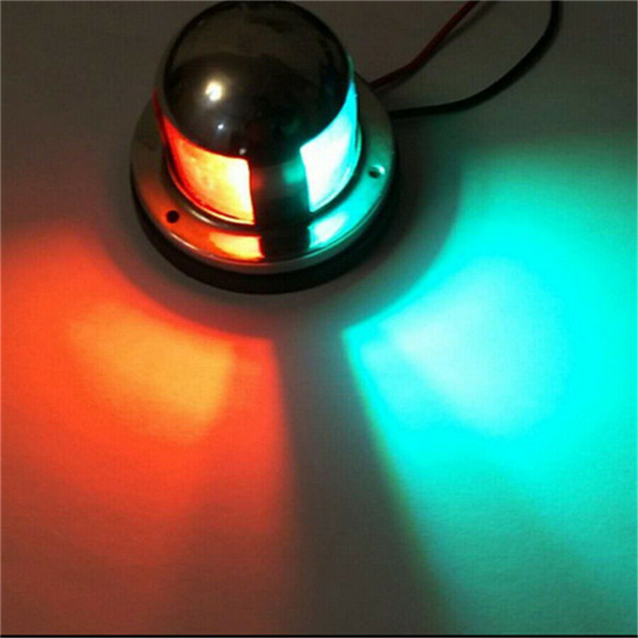 Boat Marine LED Transom Navigation Stern Anchor Light Red + Green Warning Lamp