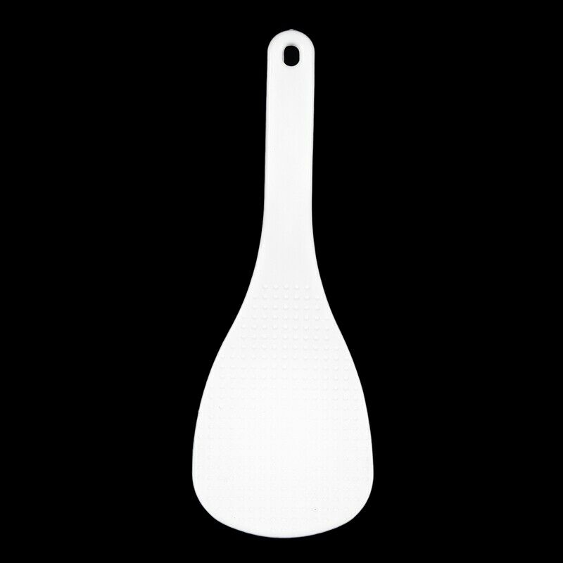 Kitchen Dotted White Plastic Flat Rice Scoop Paddle Meal Spoon U6X8X8