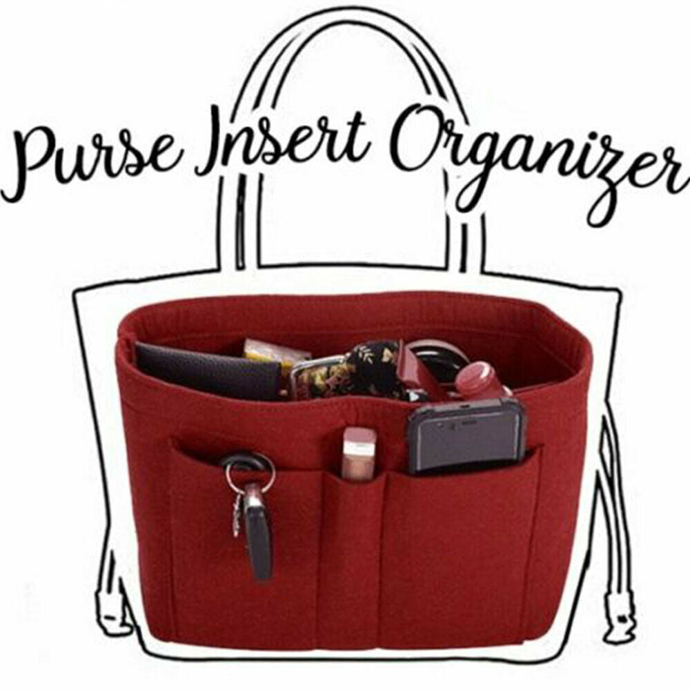 Multi Pocket Handbag Organizer Felt Purse Insert Bag