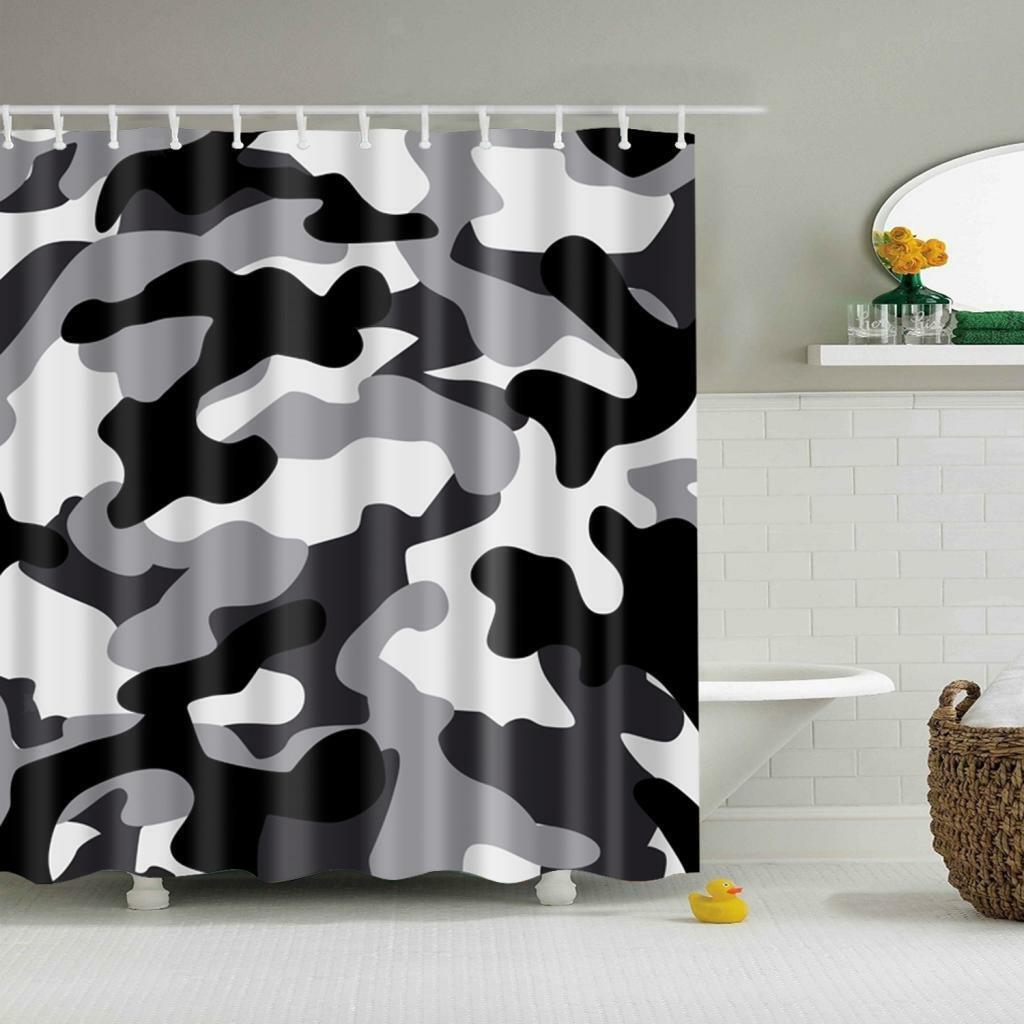 180x180cm Shower Curtain Bath Curtain Curtains with Several Hooks Camouflage