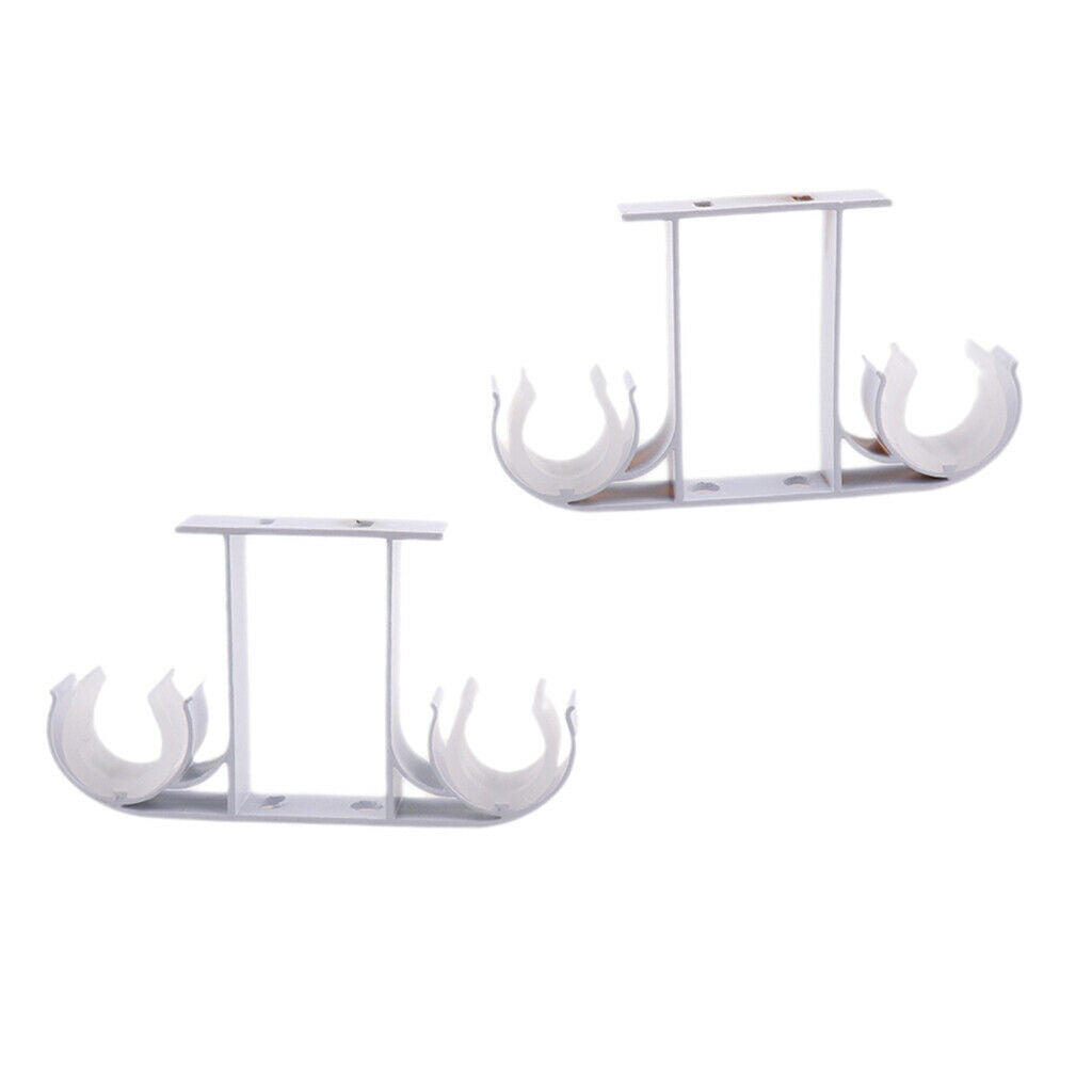 2Pcs Top Mounting Bolts Double Brackets with Curtain Rods White