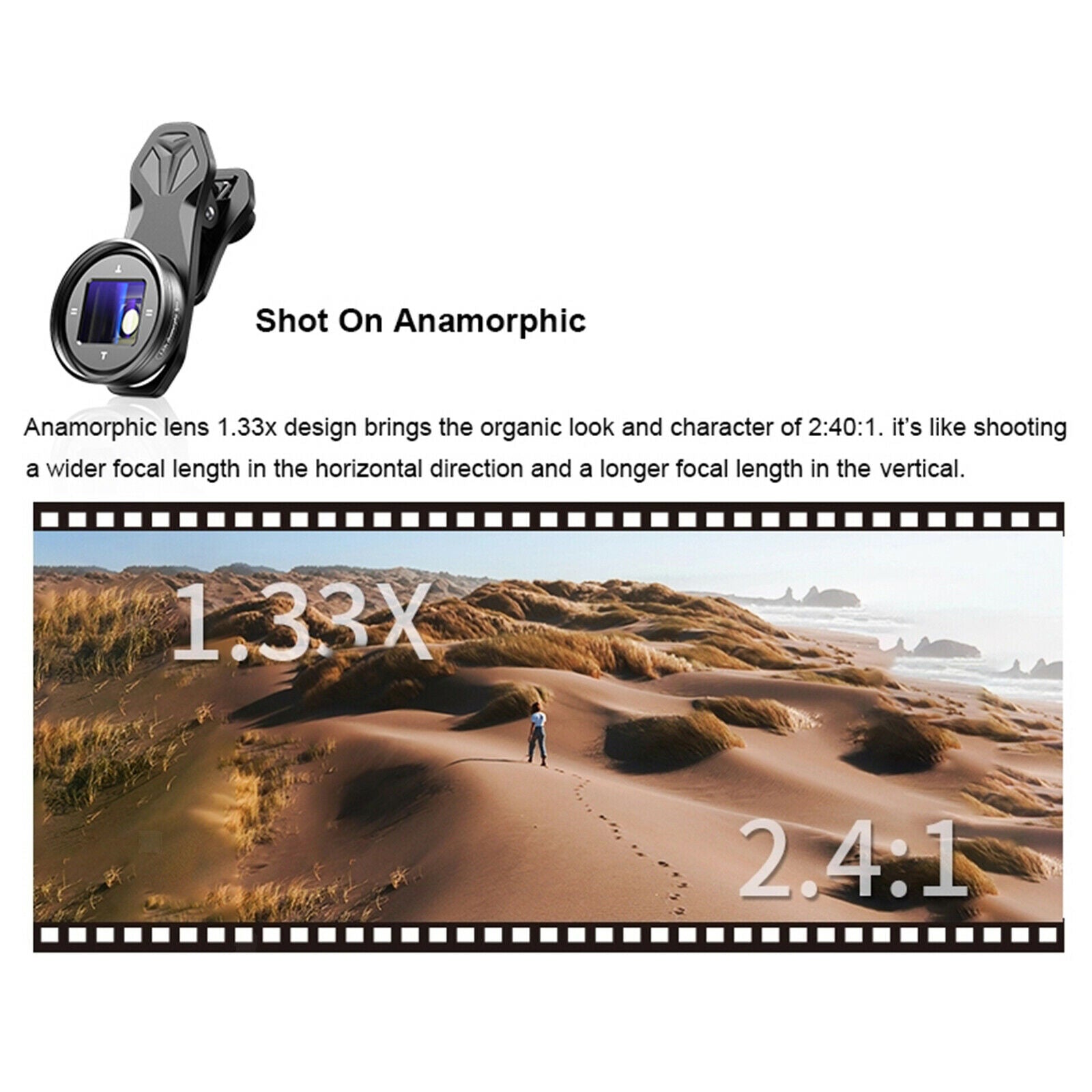Telephone Camera Lens, 1.33x Anamorphic Lens for VLOG Widescreen Films,