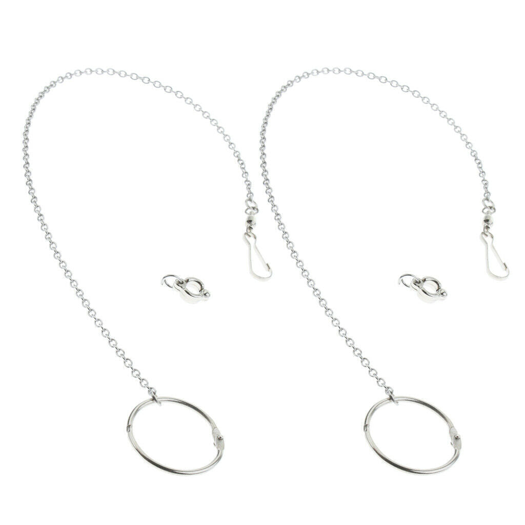 2 Pcs Bird Training Ring Parrot Foot Stainless Steel Fission Chain Leash, Easy