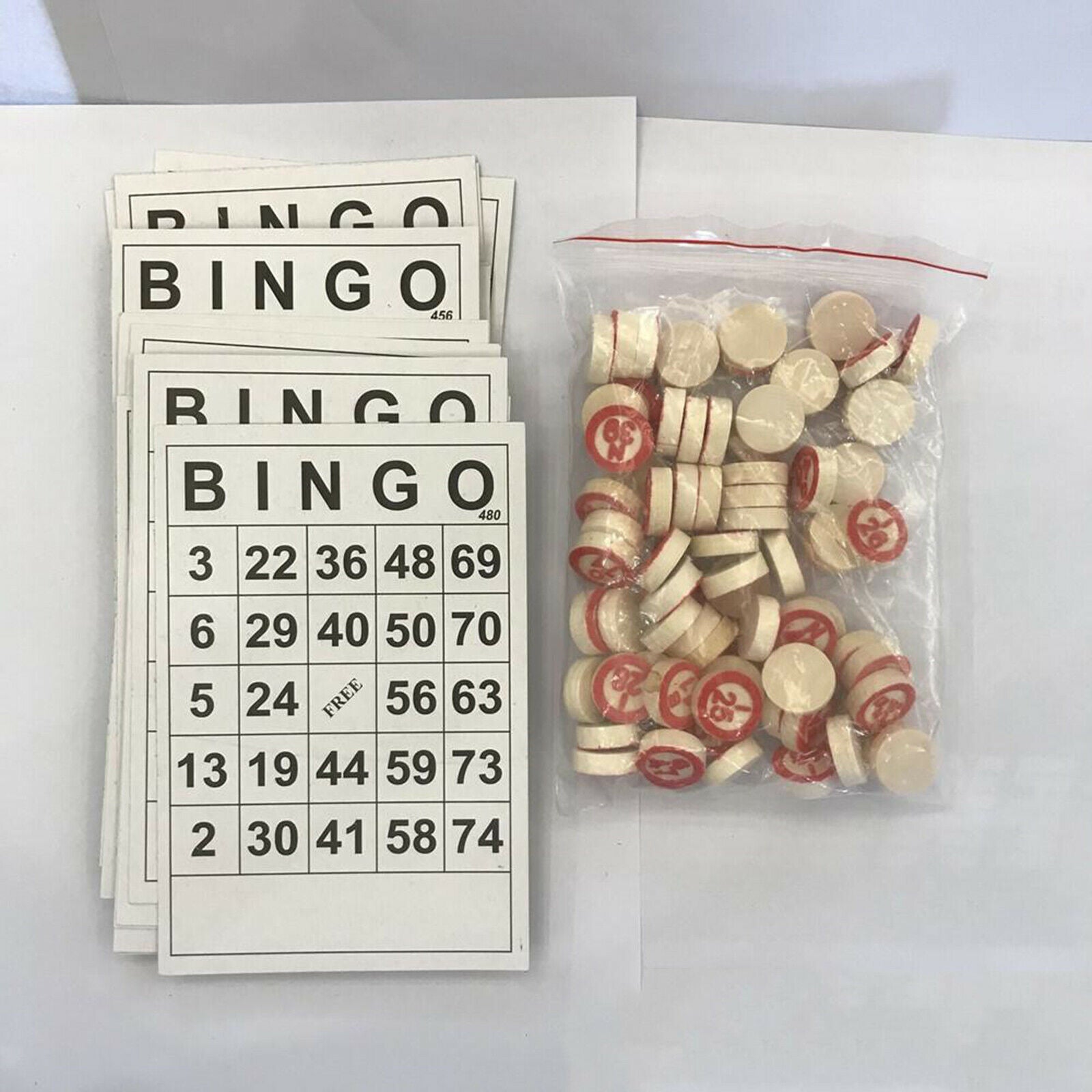 40 PCS Classic Russian BINGO Game Paper Cards 75 Numbers Chips for