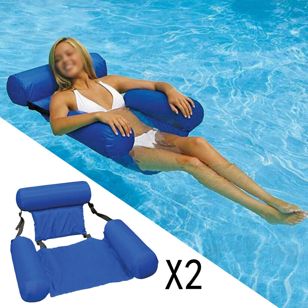 2Set Inflatable Floating Bed Float Raft Hammock Lounge Lake Beach Lounge Chairs