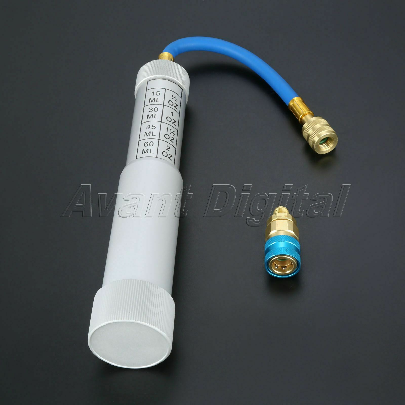 Hand Turn 2OZ A/C Oil Injector Connections 1/4”SAE Male and Female R134a R12 R22