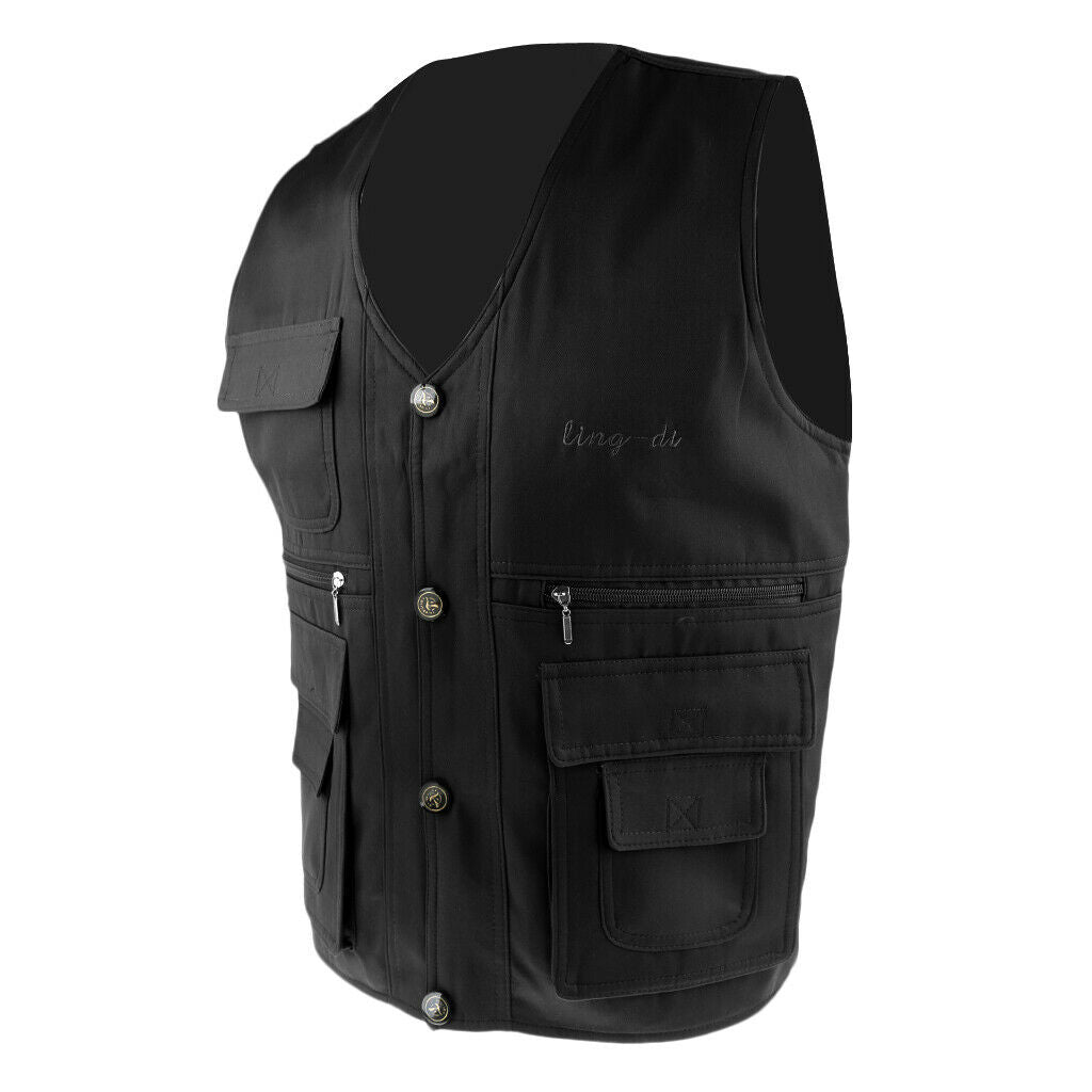 Men's Reversible Fishing Vest Photography Utility Waistcoat  3XL Blackblue