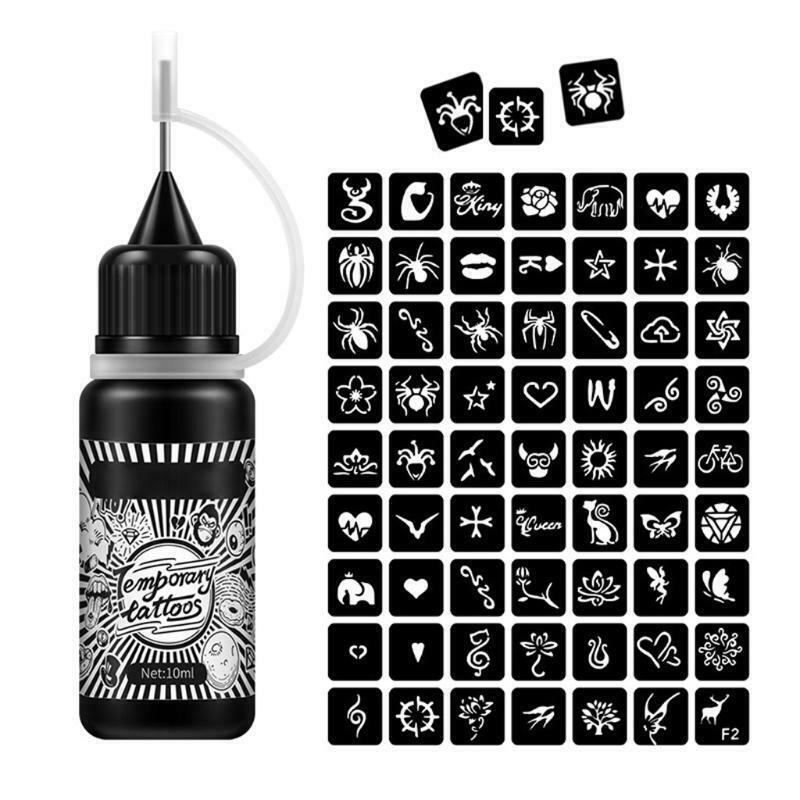 Temporary Tattoos Kit Semi Permanent Freehand Ink Stencils Set DIY Art Painting