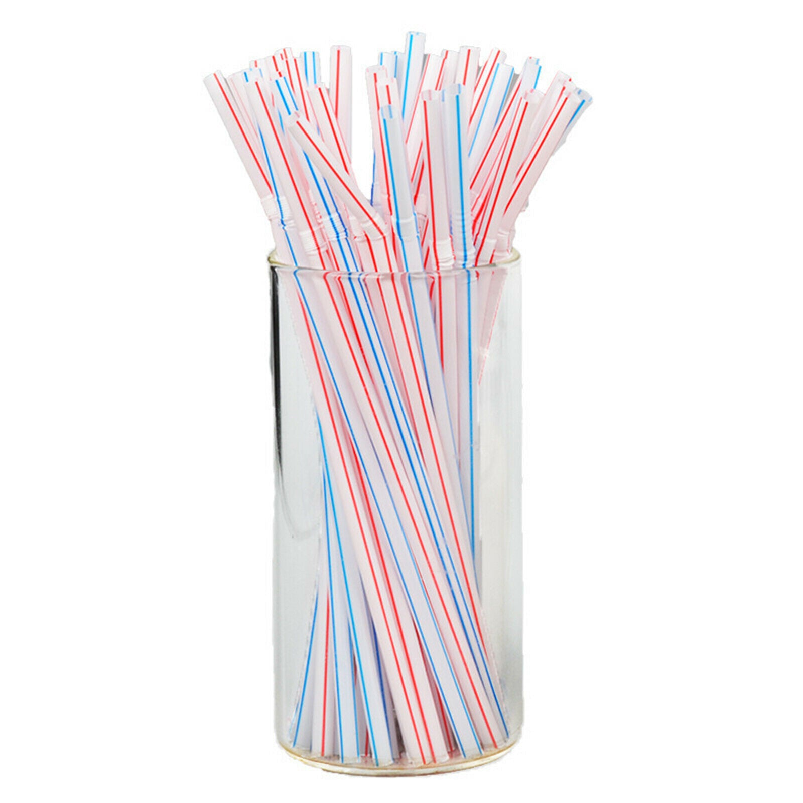 100 Pieces 100 Pack Plastic Disposable Drinking Straws Bendy Stripped Straws