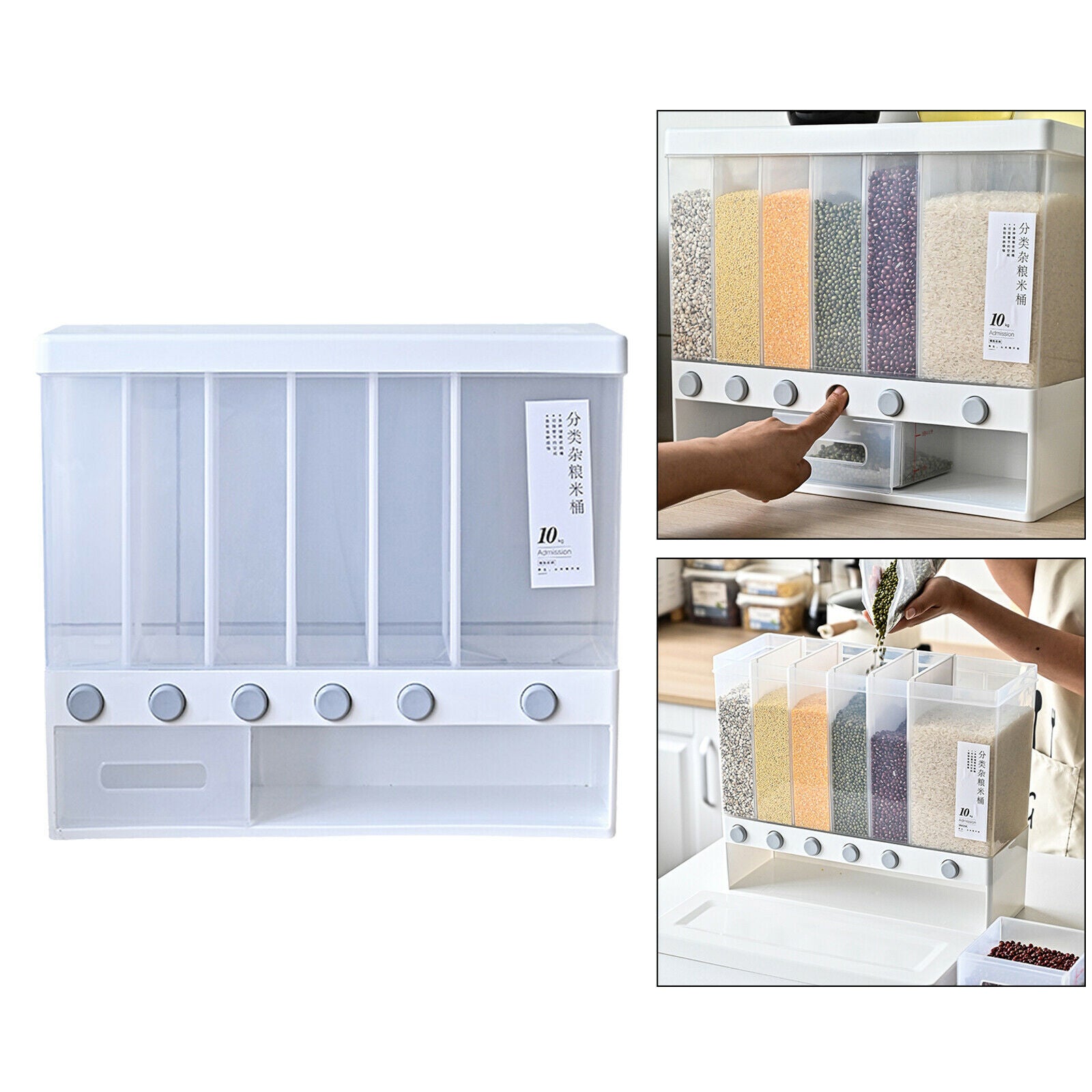 2pcs 32.4x38x14.4cm Wall Mounted Dry Food Dispenser Rice Dispenser Home Kitchen