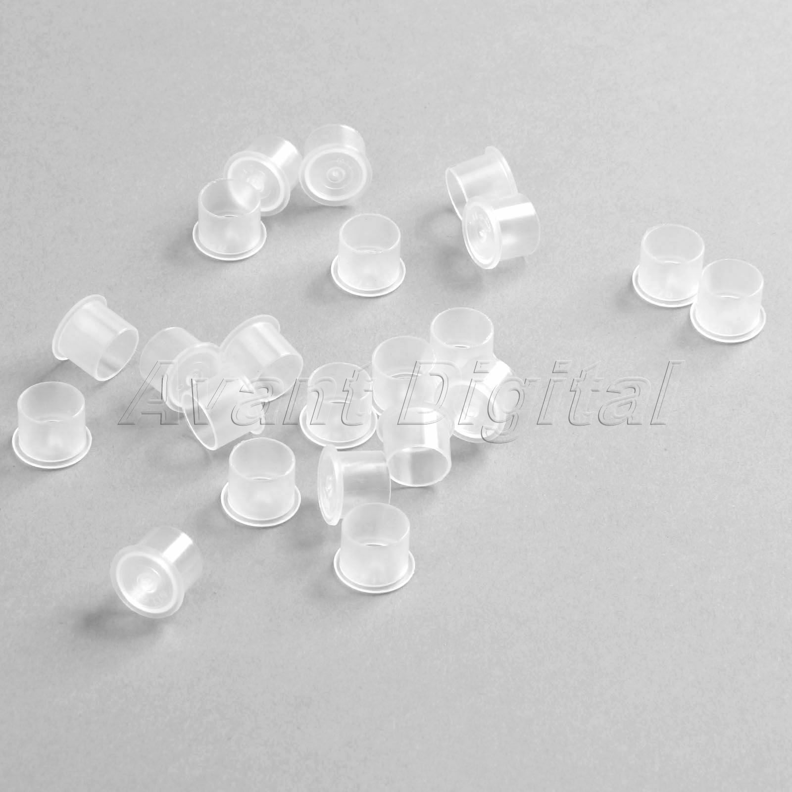 1000Pcs/Pack Disposable Clear White Plastic Tattoo Ink Cups Caps Holder Supply