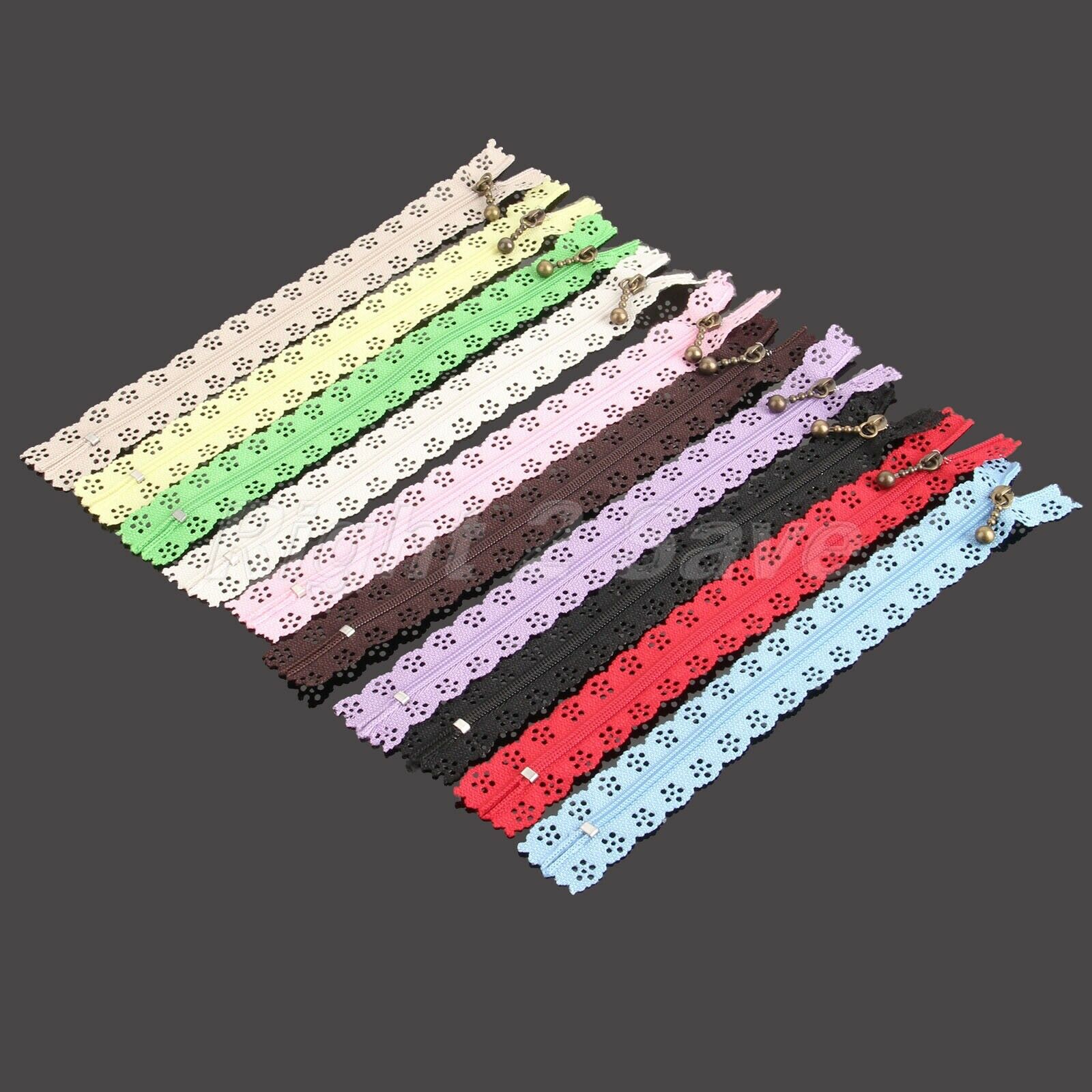 10Pcs 20cm Lace Zipper Nylon Closed End F Bags Clothing DIY Tailor Sewing Tools