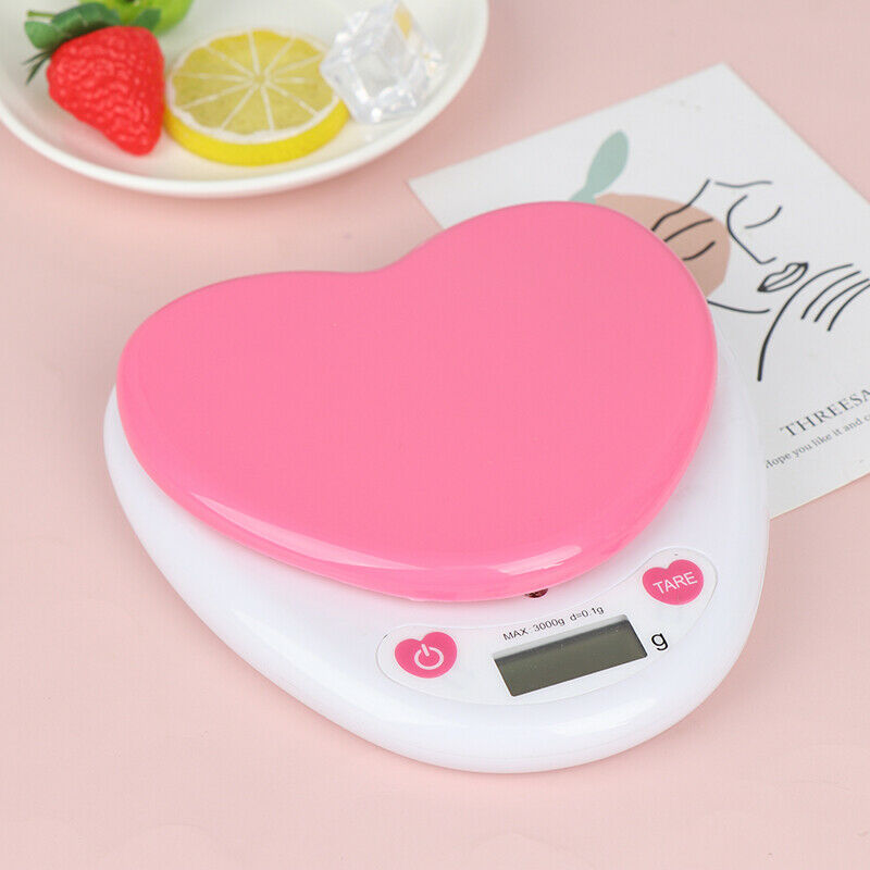 Digital Kitchen Scale LCD Monitor Auto Zero Auto Poweroff Solid Heart Shape BDA