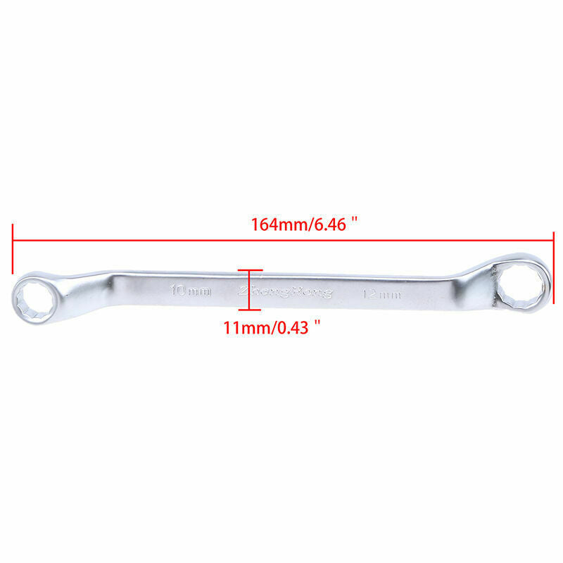 10mm/12mm Wrench Double Ring Offset Spanner Hand Tool Set Dirt Pit Bike Motors