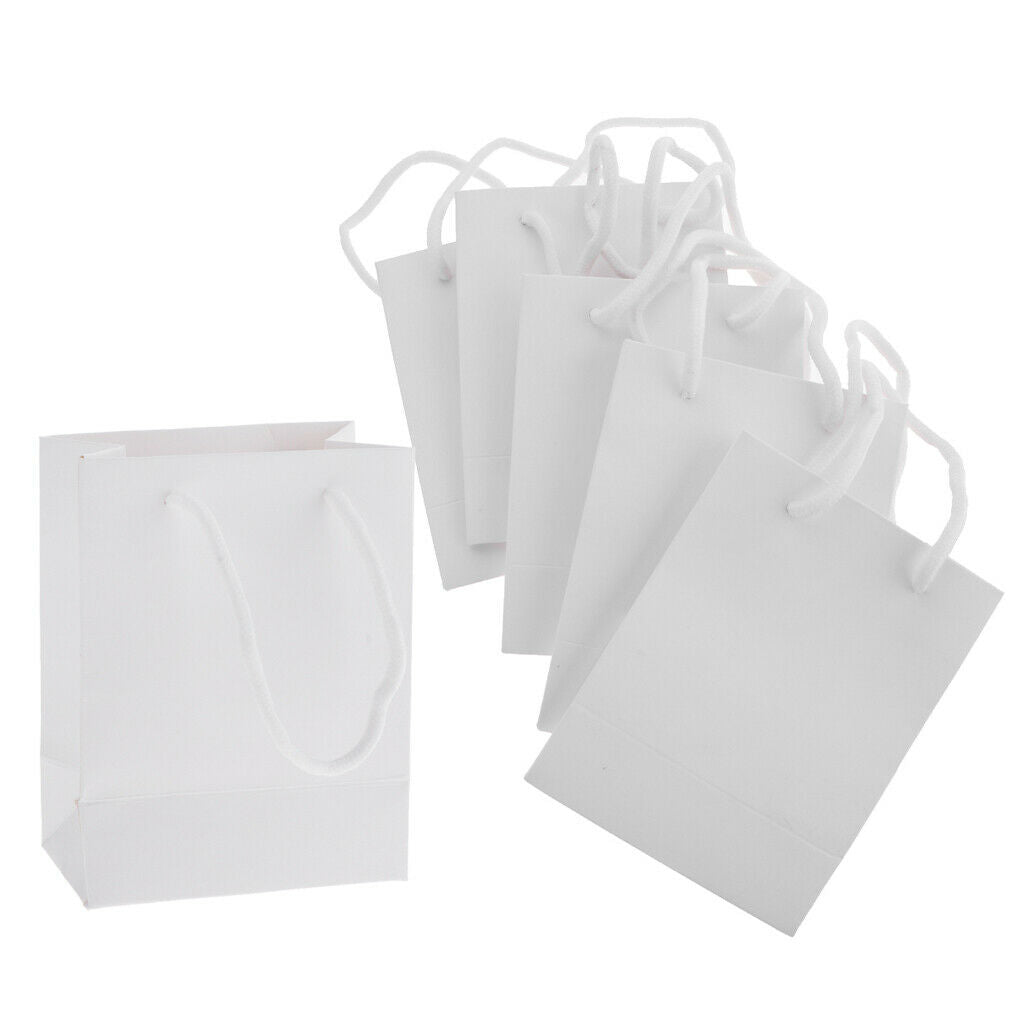 5 Pieces Small Paper Gift Bag Kraft Bags Jewelry Packaging Party Plain White