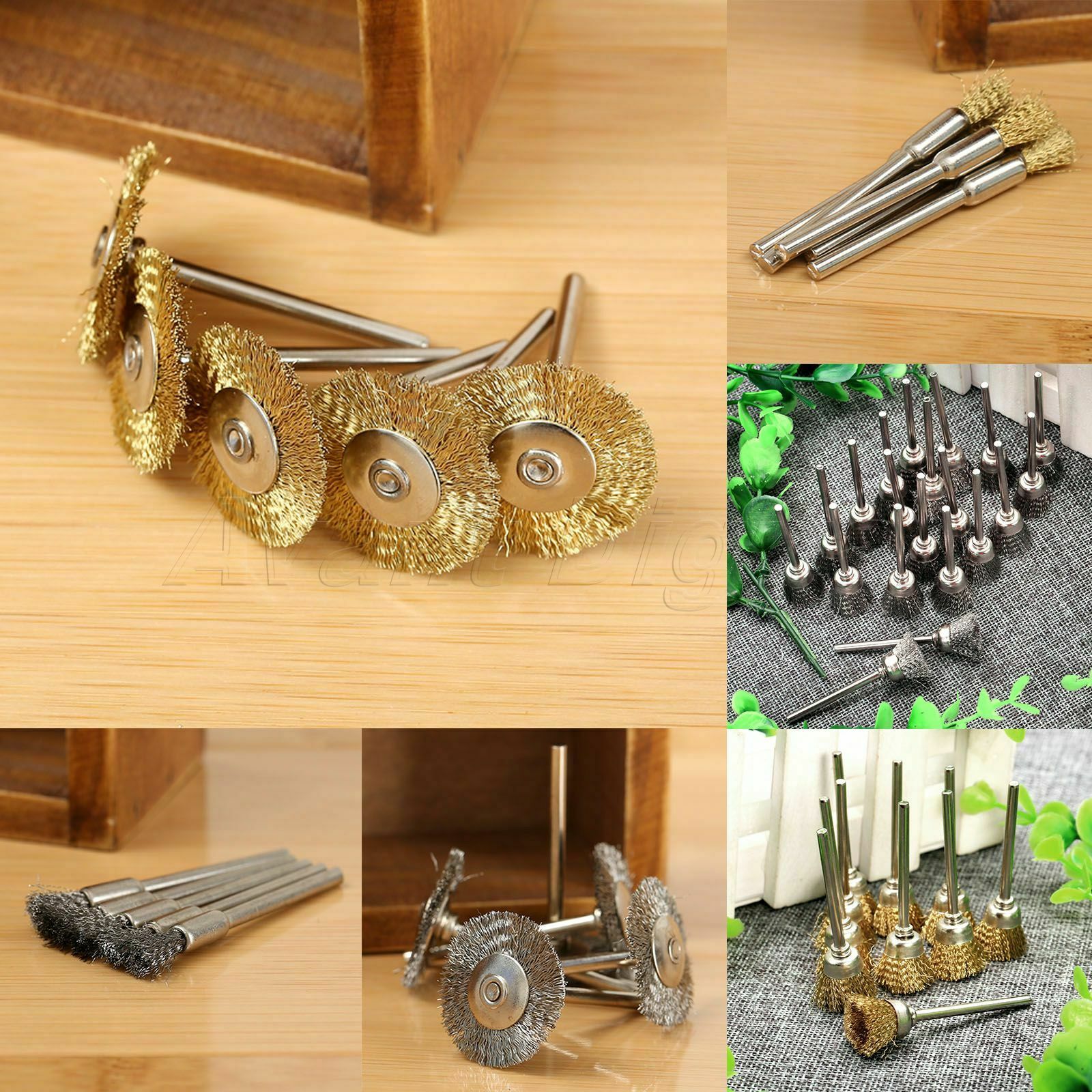 40x Brass Steel Wheel Pen Cup Wire Brush Set Rust Removal Polishing Rotary Tool