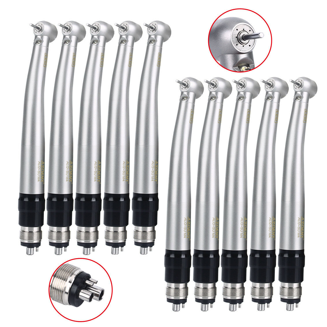 5X Dental Standard Head E-generator LED 4 Spray Handpiece w/ Quick Coupler 4Hole