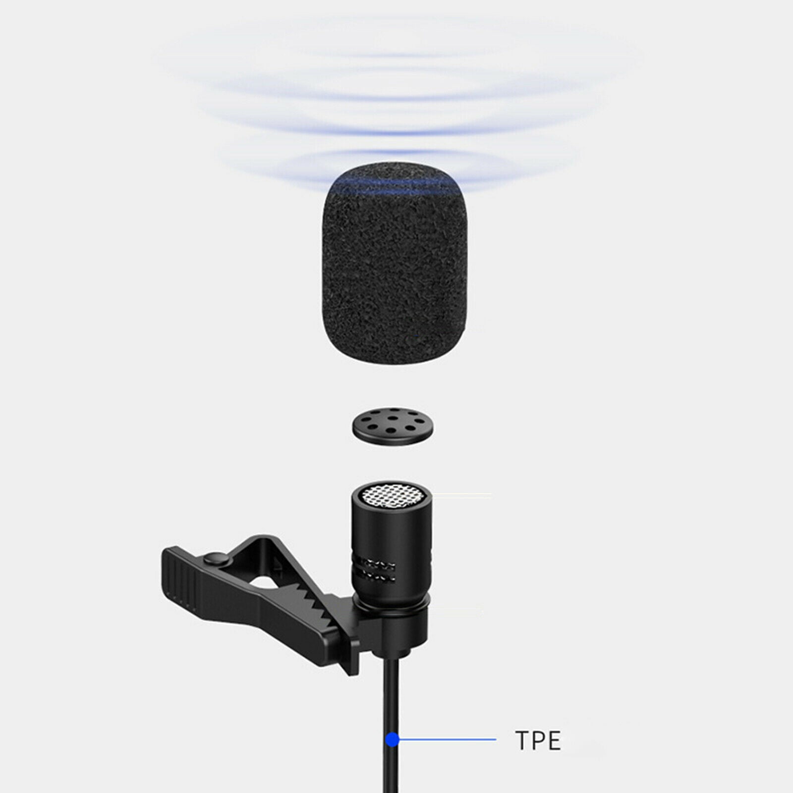 Portable Wireless Lavalier Lapel Microphone Clip-on for Computer Phone