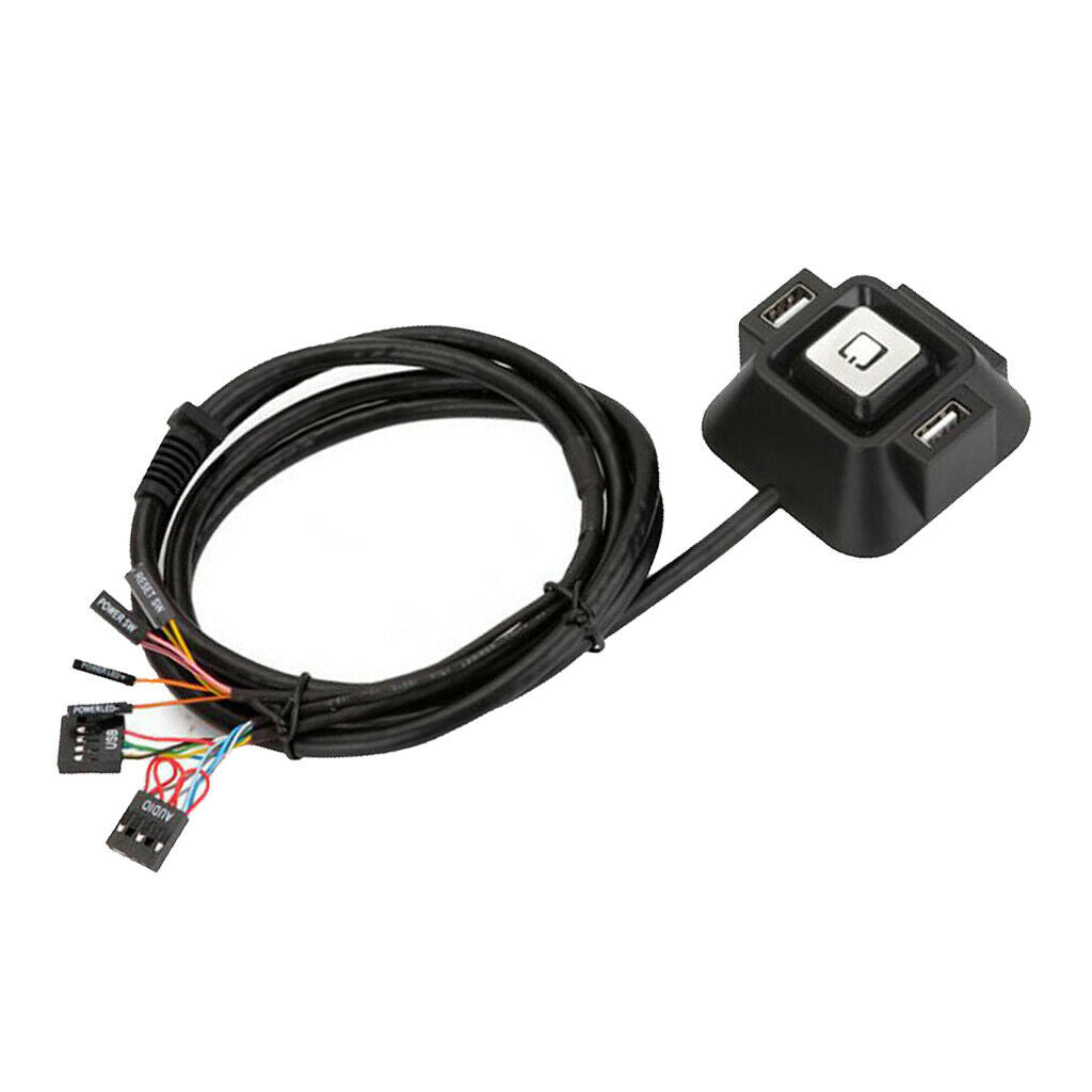 Desktop Case Switch Dual USB Ports Power Reset Button LED Lights Audio Port