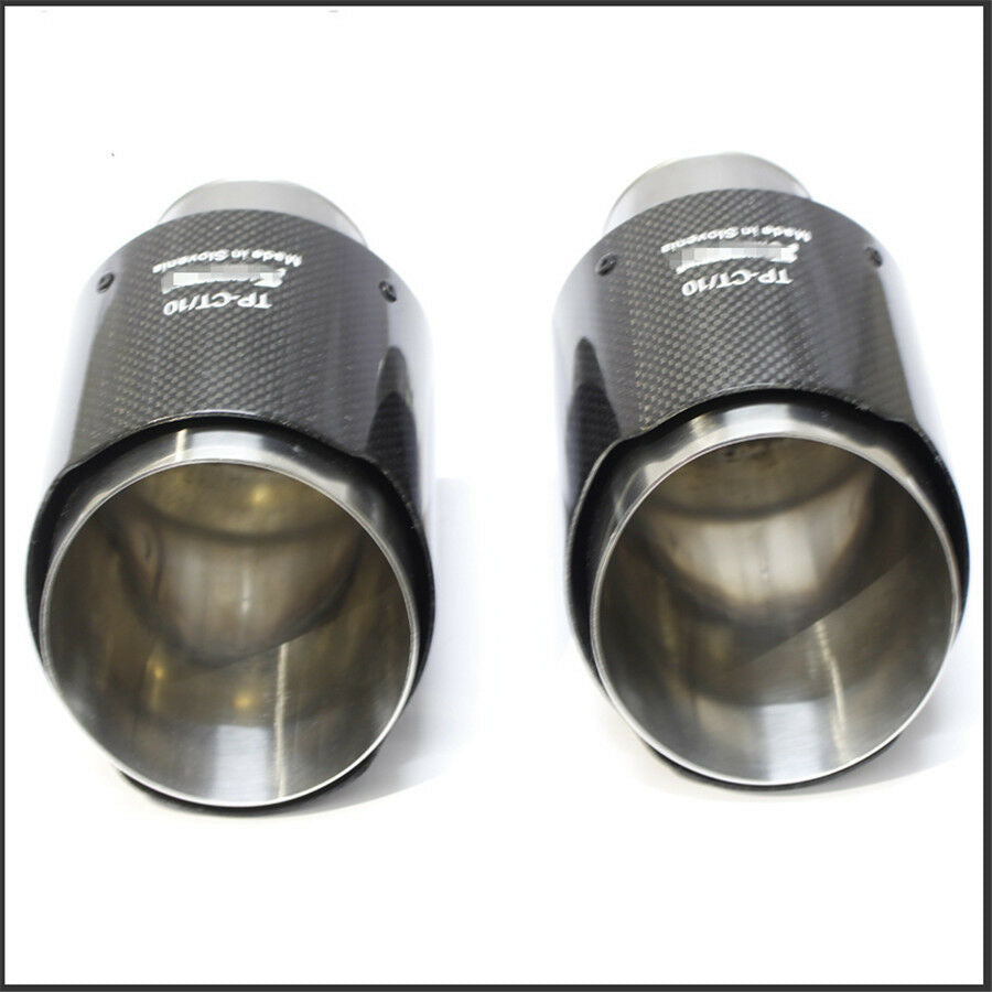 100% Real Carbon Fiber Exhaust Tips 63mm Inlet/114mm outlet Car Muffler Pipe 1X