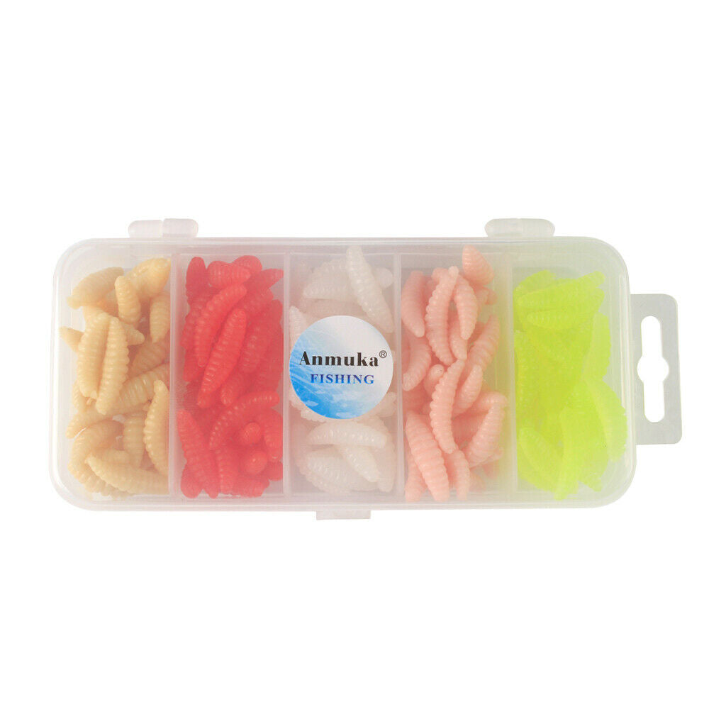 150pcs/box Fishing Lure Maggots Grub Soft Lure Baits Worms Artificial Baits