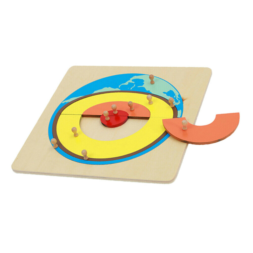 Montessori Geography Material Puzzle Board of Earth's Interior Composition