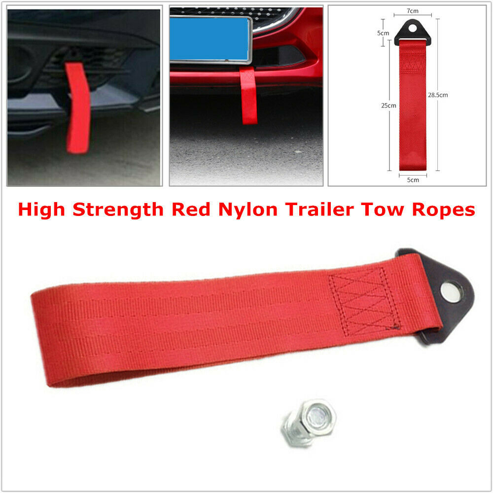 1PCS Racing Car Universal High Strength Red Nylon Trailer Tow Ropes Strap Tow