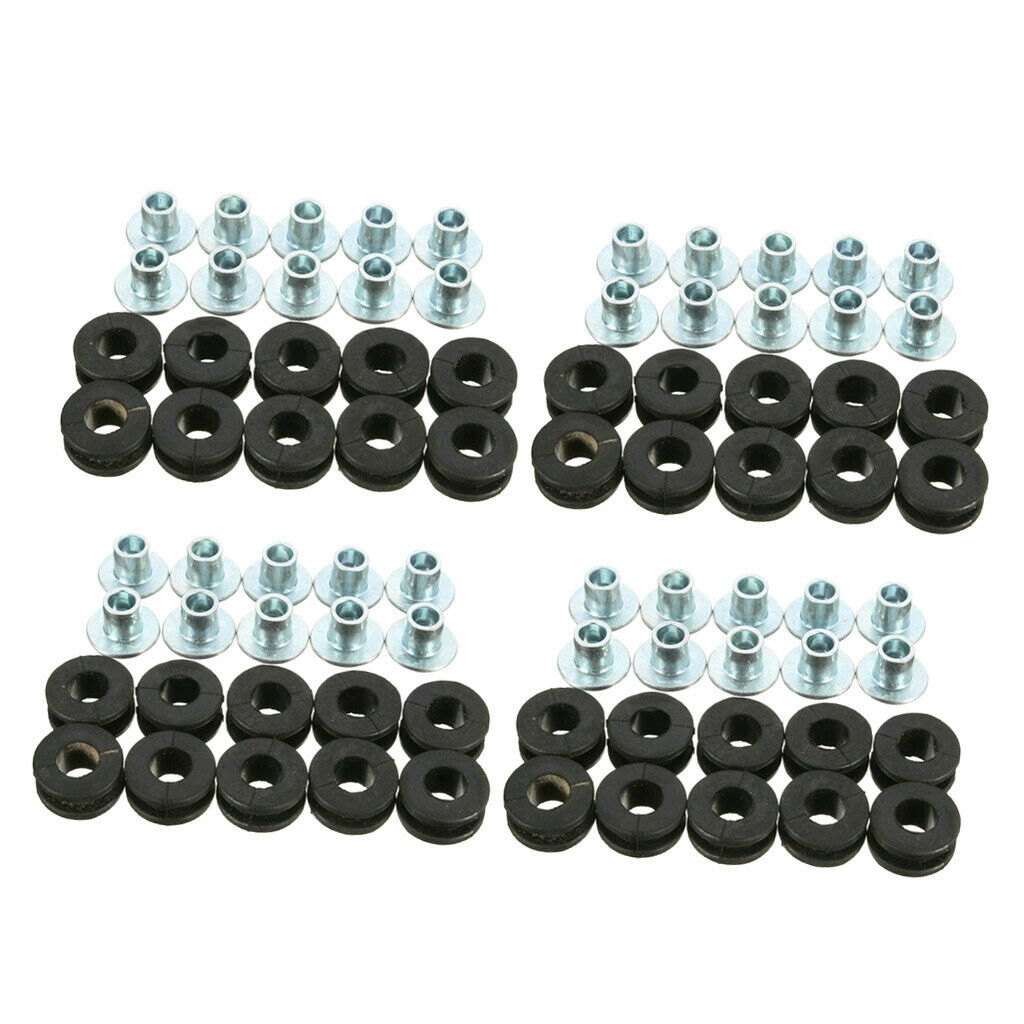 40x Motorcycle Rubber Grommets For  Yamaha Kawasaki Fairing Black