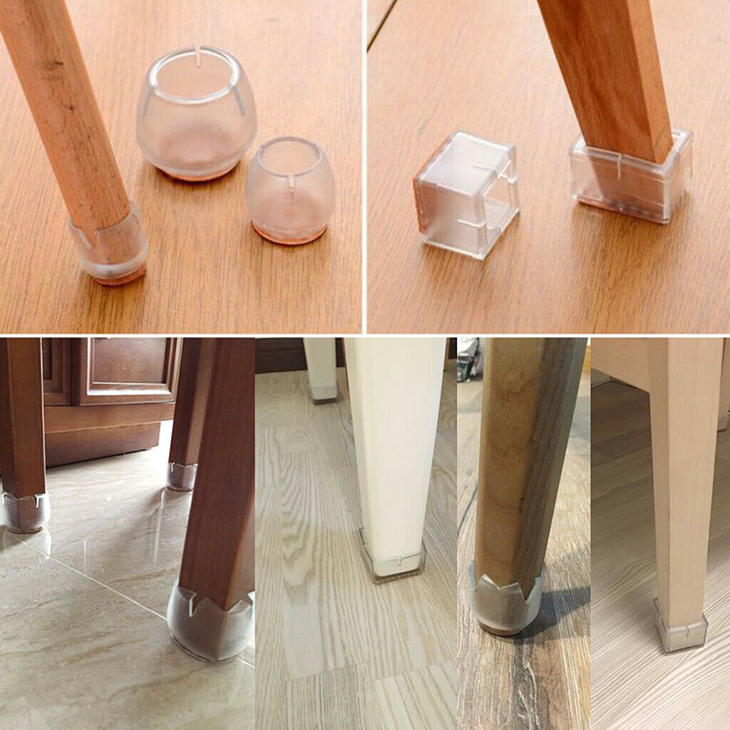 Clear Chair Leg Caps Tips Furniture Pads for Dinning Room Chair Bar Stool